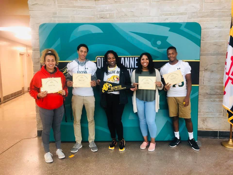 OnlyOneQueenB's tweet image. Earlier today Denine House had the pleasure of speaking with 13 students from Queen Anne’s County High School. This is not her regular territory, but She came. Admitted 4 out of the 8 seniors on the spot. 🖤💛 #Irecruit #lovewhatido #BSU @PresBreaux