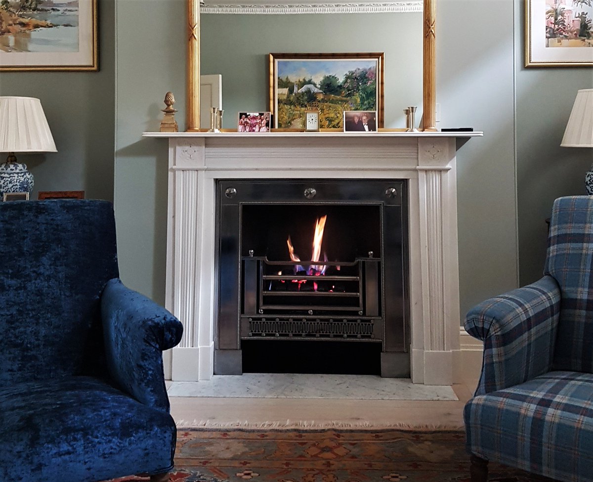 SignatureFires's tweet image. Fireplace installations
Bespoke Pelham Marble fire surrounds with Cast iron "Grove" register grates , Marble Hearths, remote controlled gas fires