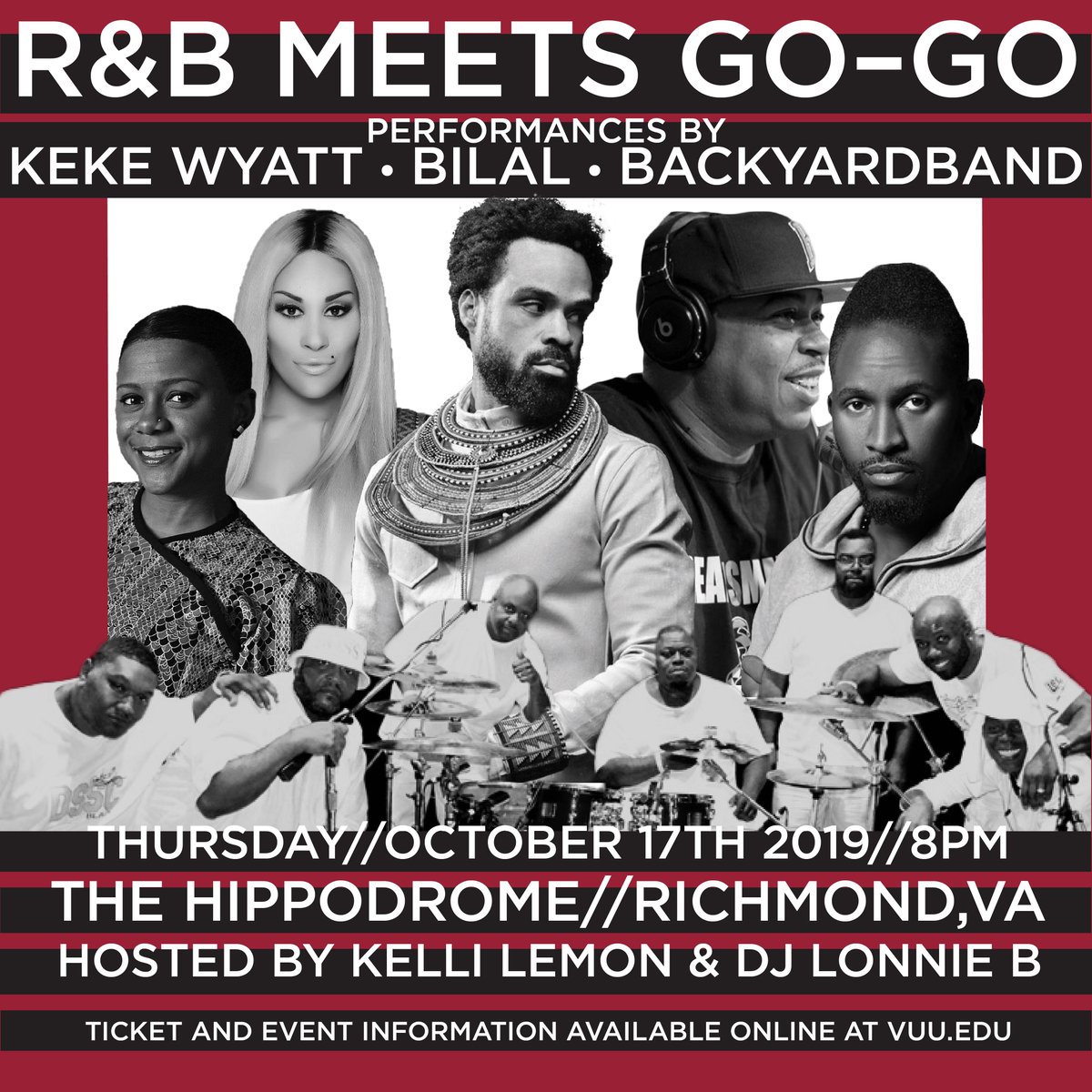 Get ready to dance the night away as R&B and Go-Go music come together at the @HippodromeRVA with special guests @KeKeWyattSings @Bilal @likethefruit @djlonnieb and more! Grab tickets here: bit.ly/2lRnook