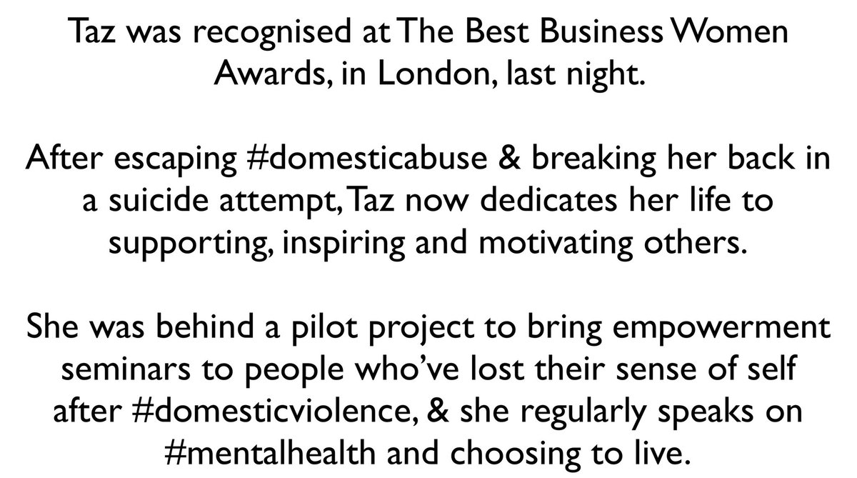 #Lincolnshire coach, author &amp; speaker <a href="/TazThornton/">Taz Thornton 🏳️‍🌈📚🎙🖋🎯🔥</a> has been named one of the UK’s most inspiring business women.

Taz was recognised at The Best Business Women Awards, in London, last night.

<a href="/CathFHardy/">Catherine Hardy</a> <a href="/susborne/">Simon Usborne</a> <a href="/SoundofSpitfire/">Sound Of Spitfire</a> <a href="/reallorraine/">Lorraine</a> <a href="/BBCLookNorth/">BBC Yorkshire</a> <a href="/SpaldingVoice/">Spalding Voice</a>