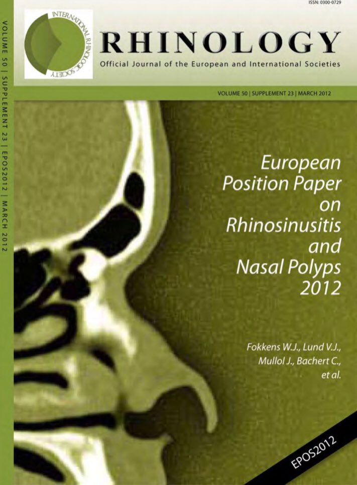 👃🏻2012, the next revision of the European Position Paper (<a href="/EPOS2020/">EPOS2020</a>) will be published.  Meanwhile, #EPOS2012 remains an excellent reference document for chronic rhinosinusitis
ep3os.org/EPOS2012.pdf
#ENT
#Rhinosinusitis