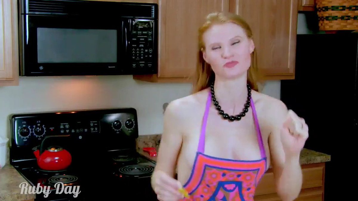 Ruby day cooking naked.