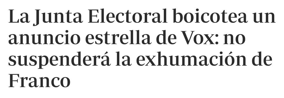 fabianplaza's tweet photo. Cuando es sobre Vox, la Junta Electoral «boicotea».
Curioso. Nunca leí ese verbo en las decisiones de la JEC sobre Catalunya... :/
#Raseros
#PlumerosAlAire https://t.co/7JlA83XpMq