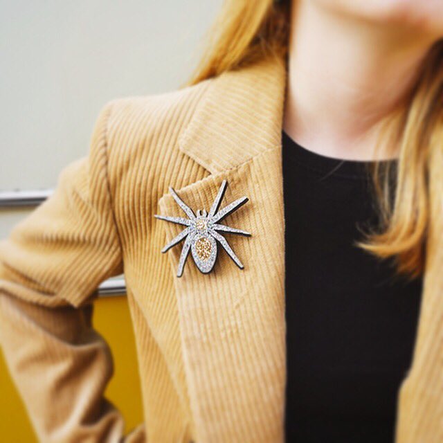 Up early making spider brooches... 🕷#ladyhale #spiderbrooch