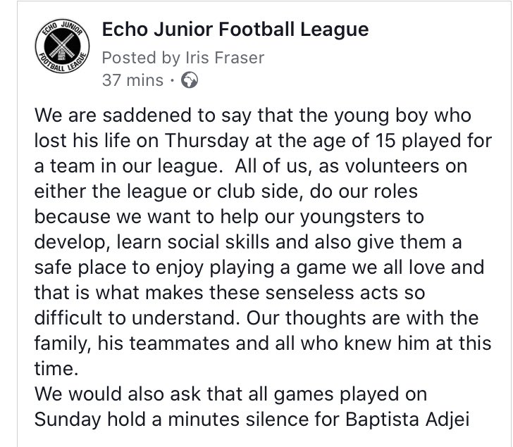 Good Morning All. Please read this important and very sad message sent out by the leagues general secretary Iris Fraser. Please could everybody retweet and get the message out.