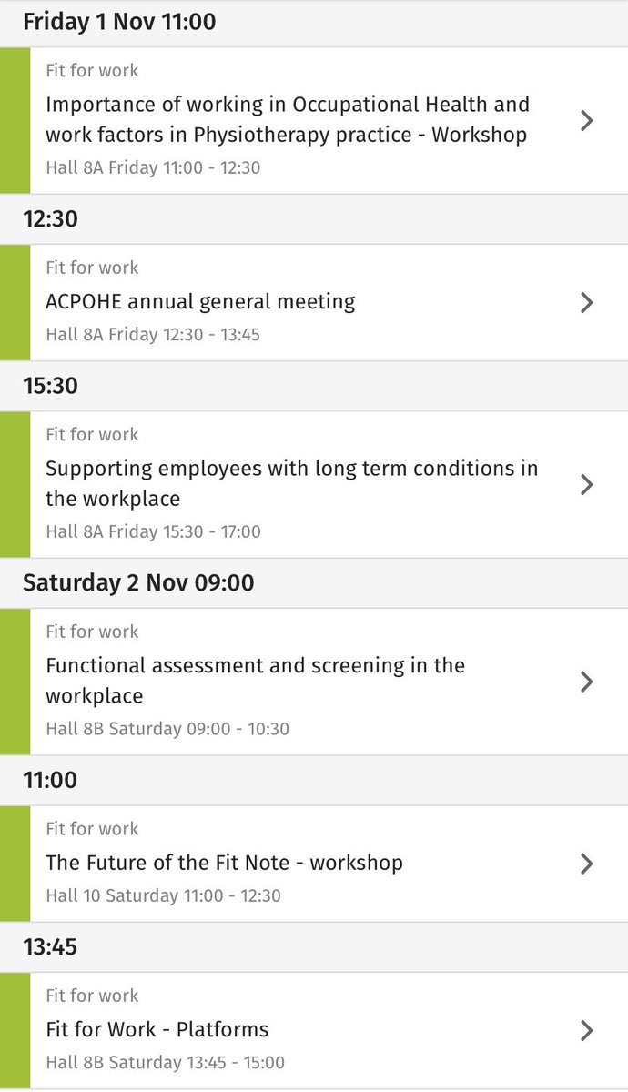 ACPOHE's tweet image. It’s less than 3 weeks now until the start of @thecsp #PhysioUK19 !  @ACPOHE are really excited about our involvement in the Fit for Work theme. Check out the programme 👇 and come and see us at our stand! 👍#fitforwork #OccHealthPhysio