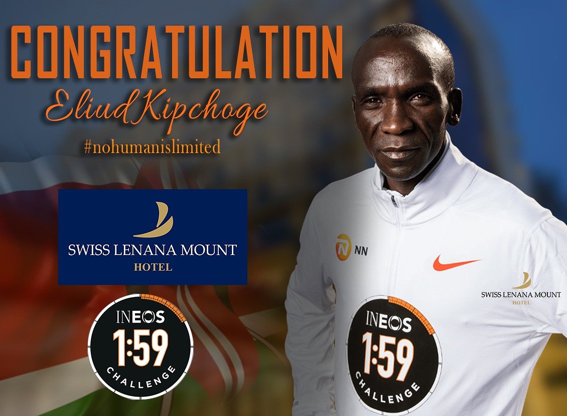 SwissLenana's tweet photo. Celebrating our very own for making history.
Congratulations @EliudKipchoge

#NoHumanIsLimited 
#IneosChallenge #INEOS159 https://t.co/66TgPznBTs