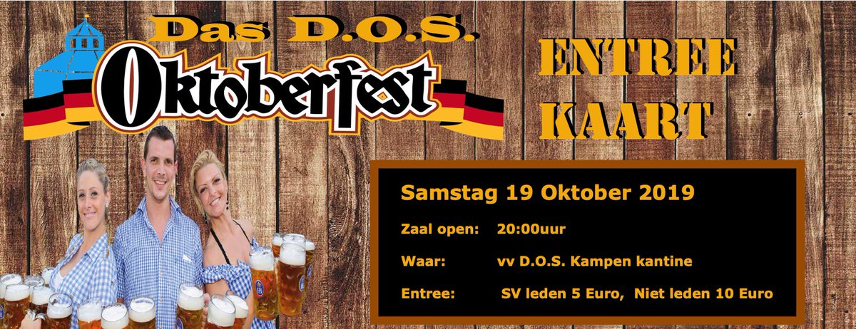 Vandaag kun je ook kaarten kopen voor ons geweldig Das DOS Oktoberfest 2019!
Vraag gerust bij één van de SV bestuursleden.
Bij ieder kaartje uit de voorverkoop krijgt een 1 liter blik Festbier.🍻🍻