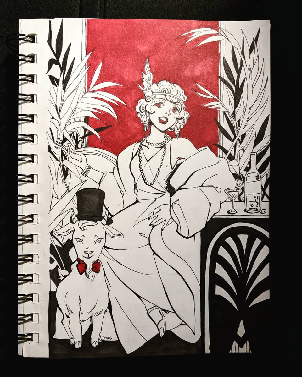 20s socialite witch ...and her goat!!! ?? #inktober day 11 
#Inktober2019 