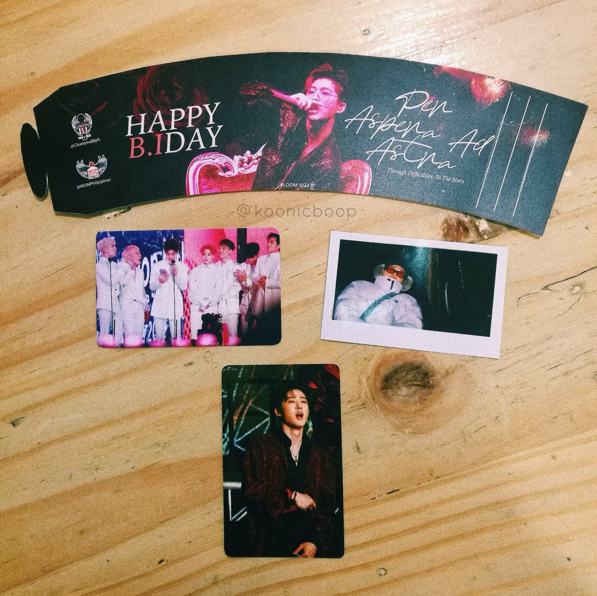 KooNicBoop's tweet photo. Kinda late post (I previously used my personal acc π) but hooray for my 1st cupsleeve! Happy B.I Day β€οΈ I almost cried seeing the 7KON photo π Love these!!!
Thanks a lot! @CharismaBIph @iKONPhilippines @TableTaft #PerAsperaAdAstra #TableTaft #BeOneWithHanbin #iKON https://t.co/Hn7Z5Pdcbj