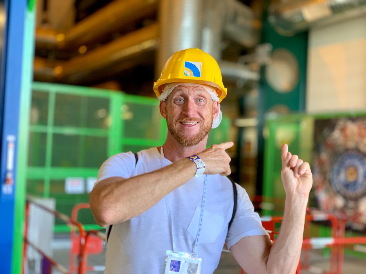 RayzorJo's tweet image. I got to visit the #CMSexperiment during #cernopendays. Vibrantly  colored, serpentine cables, foil endcaps and barrels--reminiscent of a lunar lander. It was like being in a SciFi movie. Awesome. #LHC #CERN @CMSExperiment