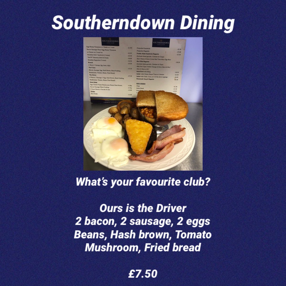 Always available at <a href="/Southerndowngc/">SoutherndownGolfClub</a> 
#upthedown #thedriverbreakfast