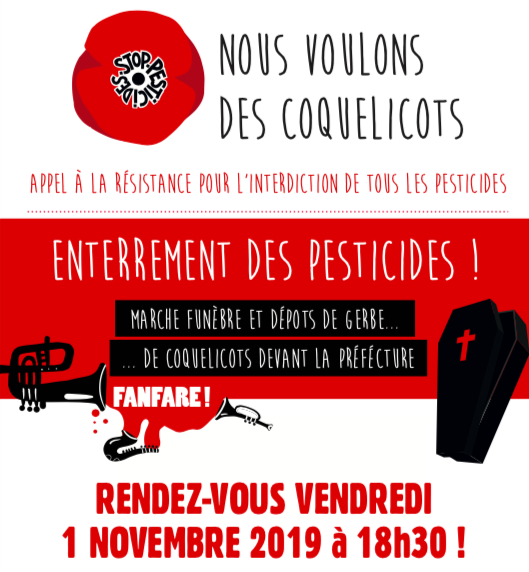 [RASSEMBLEMENT] Notre prochain rassemblement est dans 3 semaines. Le 1er novembre! 
Rendons hommage aux morts et aux victimes de l'agro-chimie, tombés pour le profit de multinationales, au champ d'honneur de l'ignorance. 
On vous explique tout 👇👇👇
nousvoulonsdescoquelicots.org/agir-ensemble/