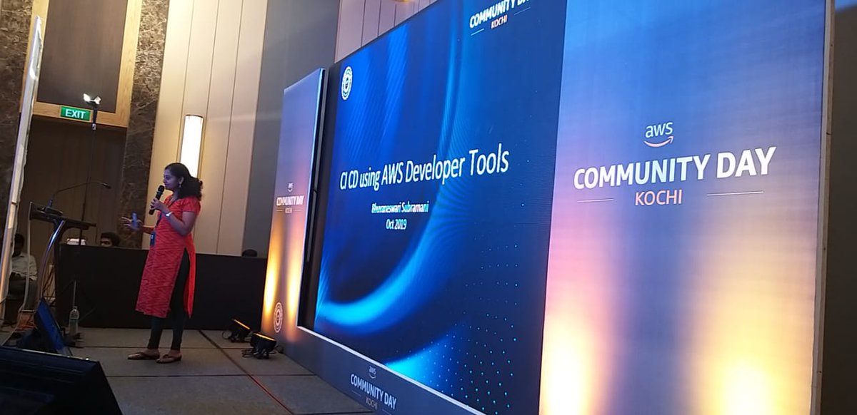 awsugkochi's tweet photo. Session on “CI / CD using AWS Developer Tools” by Bhuvaneswari Subramani (Director, Engineering Operations @ Infor) in track 1.
@installjournal 
@AWSCommunity @awsugkochi @awscloud #awscommunityday #aws #awscloud #acdkochi19 #infor #networkredux #mindcurv #hifxit #intuit https://t.co/8NQPAmVOD2