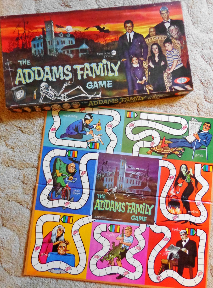 kayjaws99's tweet photo. #SaturdayMorning #SaturdayVibes #31DaysOfHalloween #Horrorisfun #AddamsFamily #ClassicTV #vintagegames #Flashbackweekend #popculture #1960s Nothing says October 🎃👻like the original Addams Family. Time to play the game, reread the book, then listen to Lurch "sing." @SilverAgeTV https://t.co/z45KqNjMmf