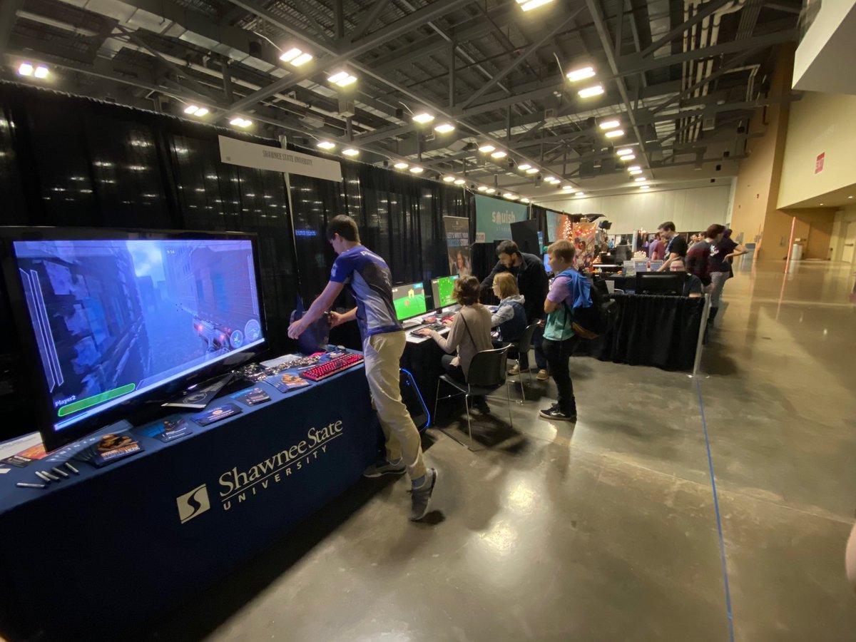 SSUAdmission's tweet photo. In the Columbus, Ohio area today at GDEX? Make sure you stop by the Shawnee State booth and talk with Austin and some of our current student! #SSUBears #GoBears https://t.co/QfbPEQ3ClM