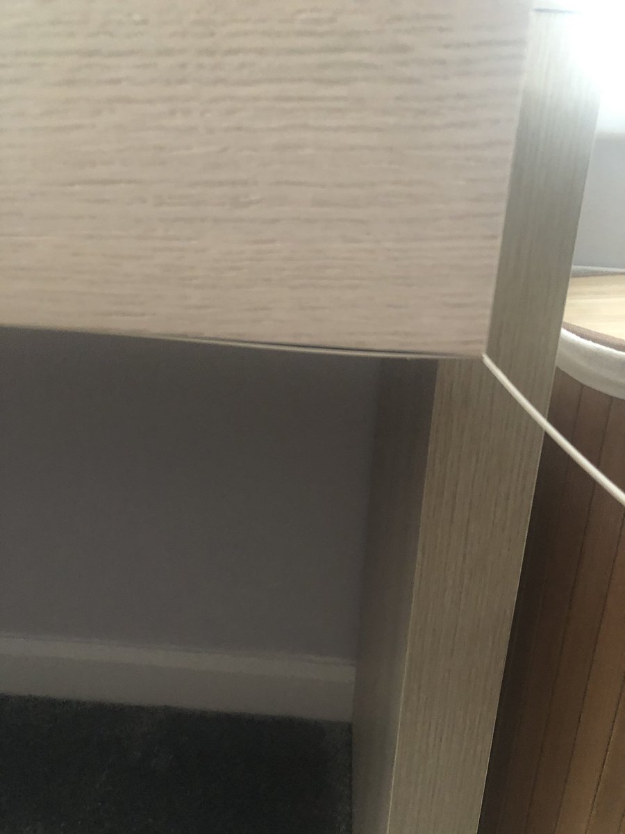 stephen_donna's tweet photo. @IKEAUK bought the malm dressing table in white oak on 10/9/19 and look at it now. The edging strip is peeling away around the drawer. Very light use. https://t.co/7onzIKnRIL