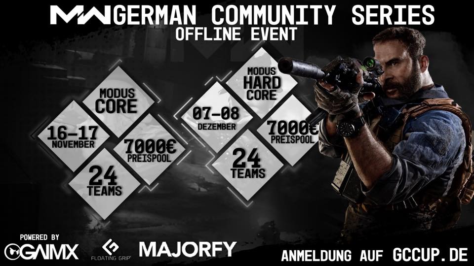 🚨++ 14.000€ PREISPOOL ++🚨
<a href="/MAJORFYDE/">MAJORFY</a> &amp; <a href="/Floatinggrip/">FLOATING GRIP®</a>
 
erhöhen den Preispool der MW GCS 🎉

Somit ist das Rennen eröffnet!
Sichert euren Platz auf der GCS unter
>> Core: gccup.de/turnier/59
>> HardCore: gccup.de/turnier/60

powered by: 
@gaimx_germany