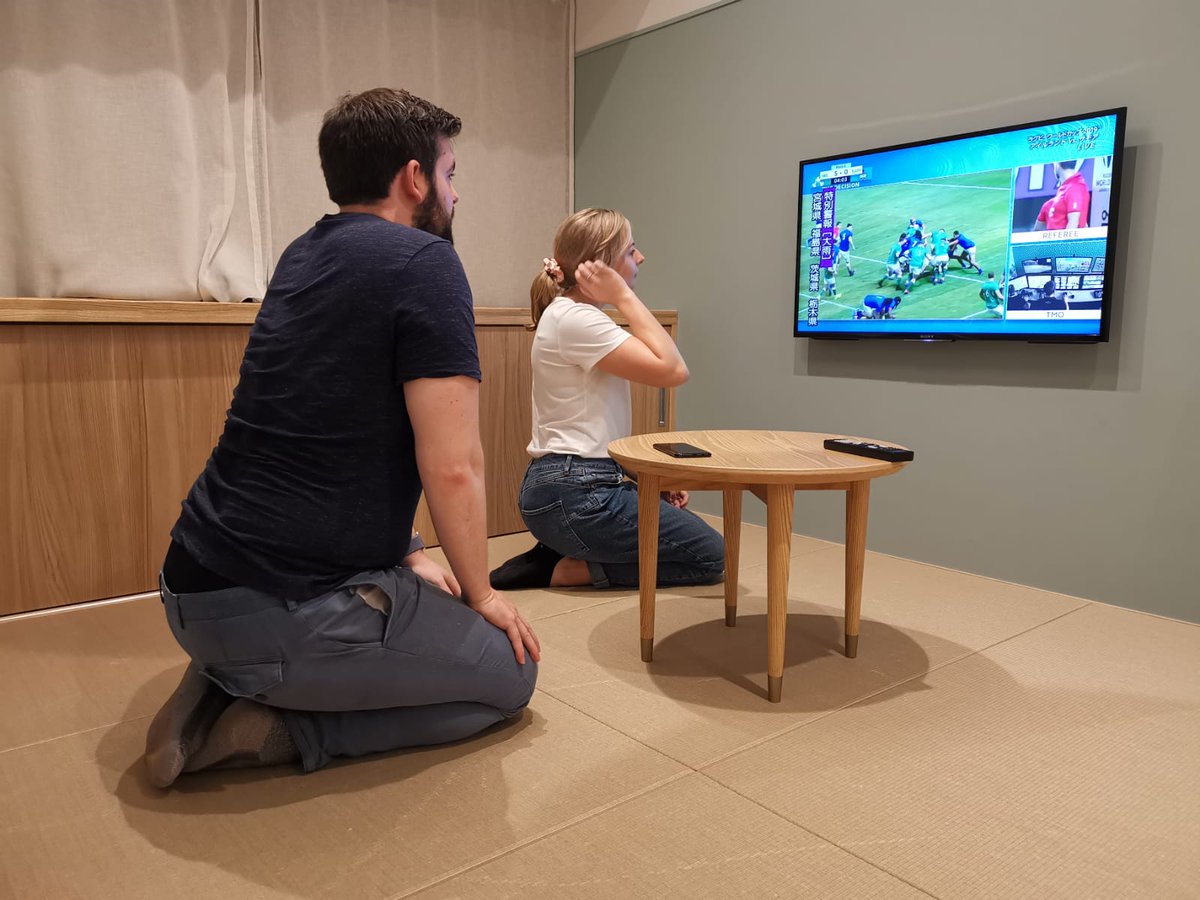 Watching the #RWC2019 in #japan with <a href="/LauraHutch21/">Laura Hutchinson</a> Sadly it's in fukuoka not yokohama...