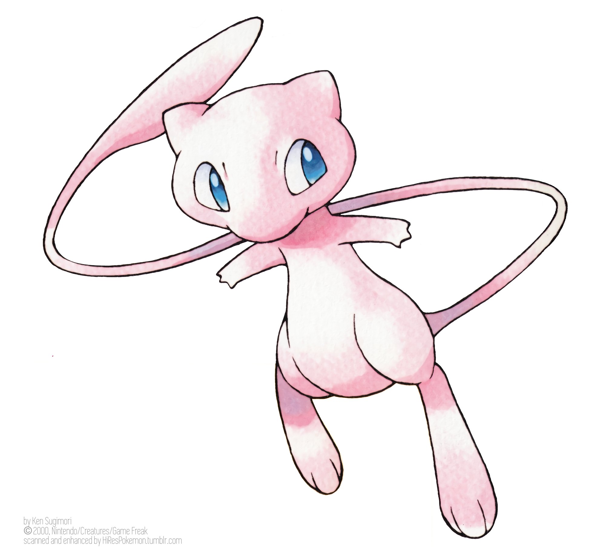 Hi Res Pokemon Rescuing Official Pokemon Art Along With Celebi Even Mew Received A Brand New Watercolor Artwork By Ken Sugimori For Pokemon Crystal In 00 Mew Scanned And Enhanced
