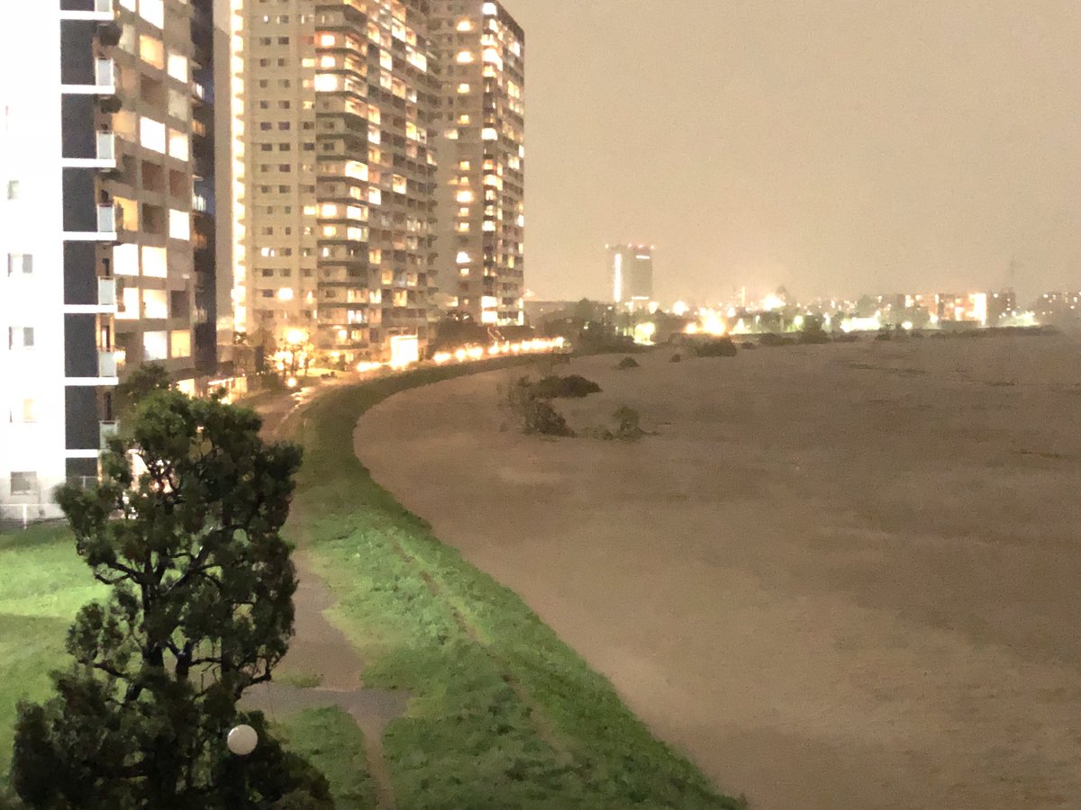 あくま 多摩川 戸手町付近 越水まであと2m 踏みとどまれるか 多摩川 増水 あくま 多摩川 戸手町付近 越水まであと2m 踏みとどまれるか 多摩川 増水