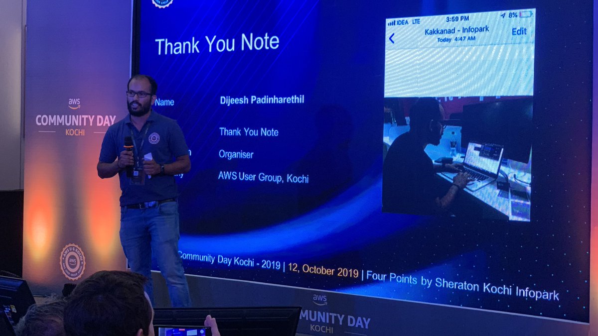 awsugkochi's tweet photo. With that, we come to an end of this year's AWS Community Day ... thank you sponsors ... thank you volunteers and special thanks to Organiser Dijeesh Padinharethil for making this event happen. 
@AWSCommunity @awsugkochi #aws #acdkochi19 #networkredux #mindcurv #hifxit #intuit https://t.co/VUCV4186sO