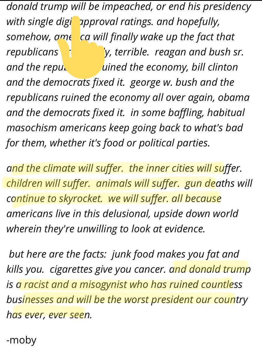 3. The day after the Election he penned an open letter titled “America WTF is wrong with you” filled with crazy vegan rants, doom and gloom, insults, more lies and told us that  @realDonaldTrump would be impeached.