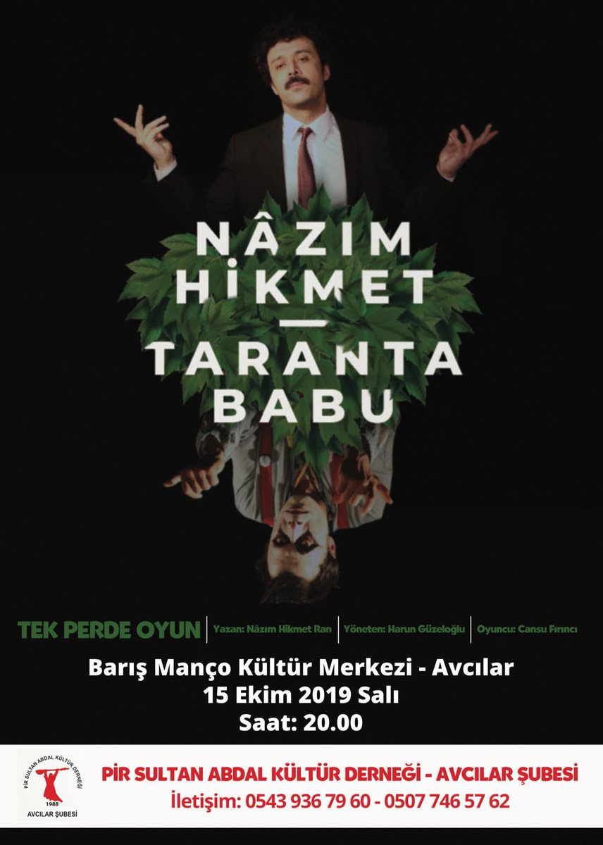 cansu fırıncı (@cansu_firinci) on Twitter photo Taranta Babu ile 15 Ekim Salı Avcılar Barış Manço Kültür Merkezi'ndeyiz. <a href="/PSAKDavcilar/">Pir Sultan Abdal Avcılar</a> 🐞 Taranta Babu ile 15 Ekim Salı Avcılar Barış Manço Kültür Merkezi'ndeyiz. <a href="/PSAKDavcilar/">Pir Sultan Abdal Avcılar</a> 🐞