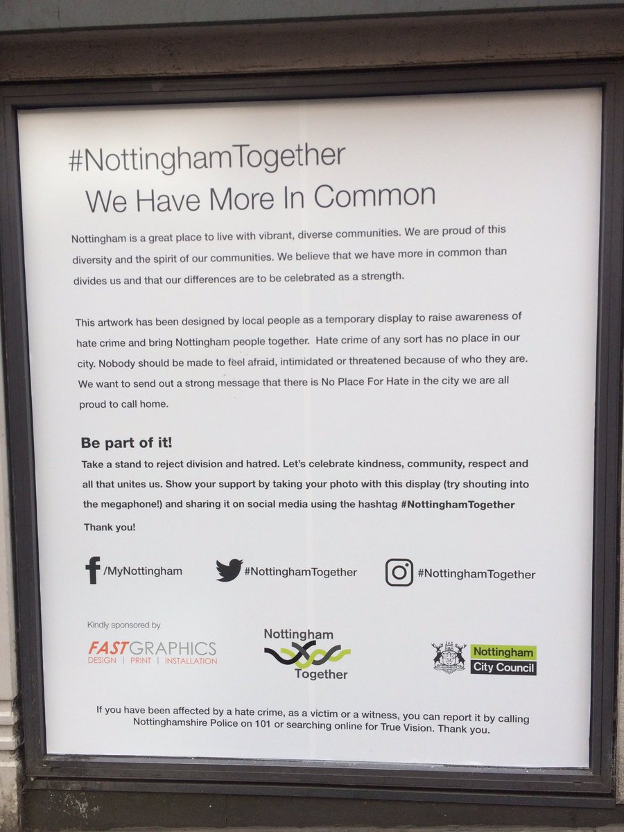 So proud to announce we are one of the winners of #HateCrimeAwarenessWeek competition with <a href="/Nottm_Together/">Nottingham Together</a> great initiative to showcase the diversity and spirit of our community in Nottingham #NottinghamTogether