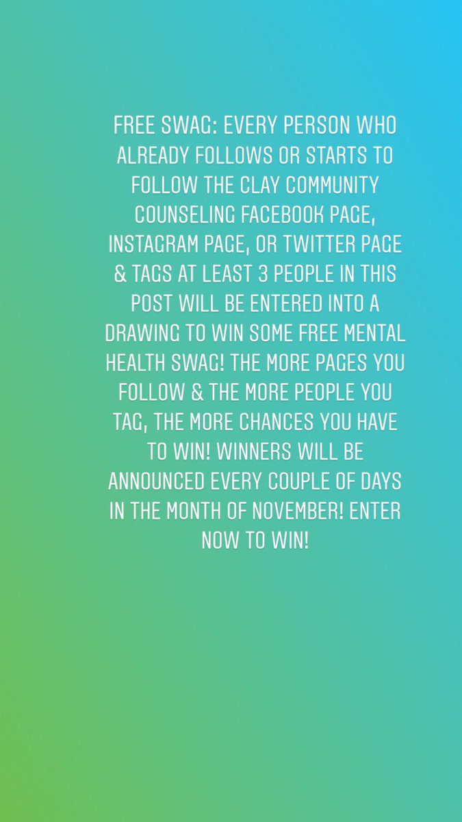 MichelleAtCCC's tweet photo. #Free #Contest #FreeSwag #FreeMentalHealthSwag #ClayCommunityCounseling #MentalHealth #SocialMedia #EnterNowToWin #EnterNow #Fun #Prizes #Tag3People #Swag #TheOddsAreInYourFavor #Therabox #Journals #Twitter #Facebook #Instagram #MiddleburgFlorida #EveryoneLovesFree #CCC https://t.co/MuaWYtvU2D