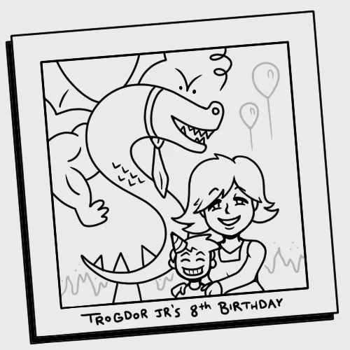 Day 12: No longer content with burninating the countryside, Trogdor moved to the city, started a family, and became a certified public accountant. #Inktober2019 #Dragon #TROGDOR #HomestarRunner 