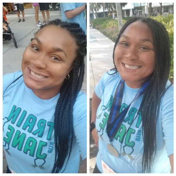 JanelleMcGregor's tweet photo. The before vs the after. Mission #TrainWithJane for the @TampaPD 5K Memorial Run is a wrap π #SaturdayMorning https://t.co/MuOgfzKUUs