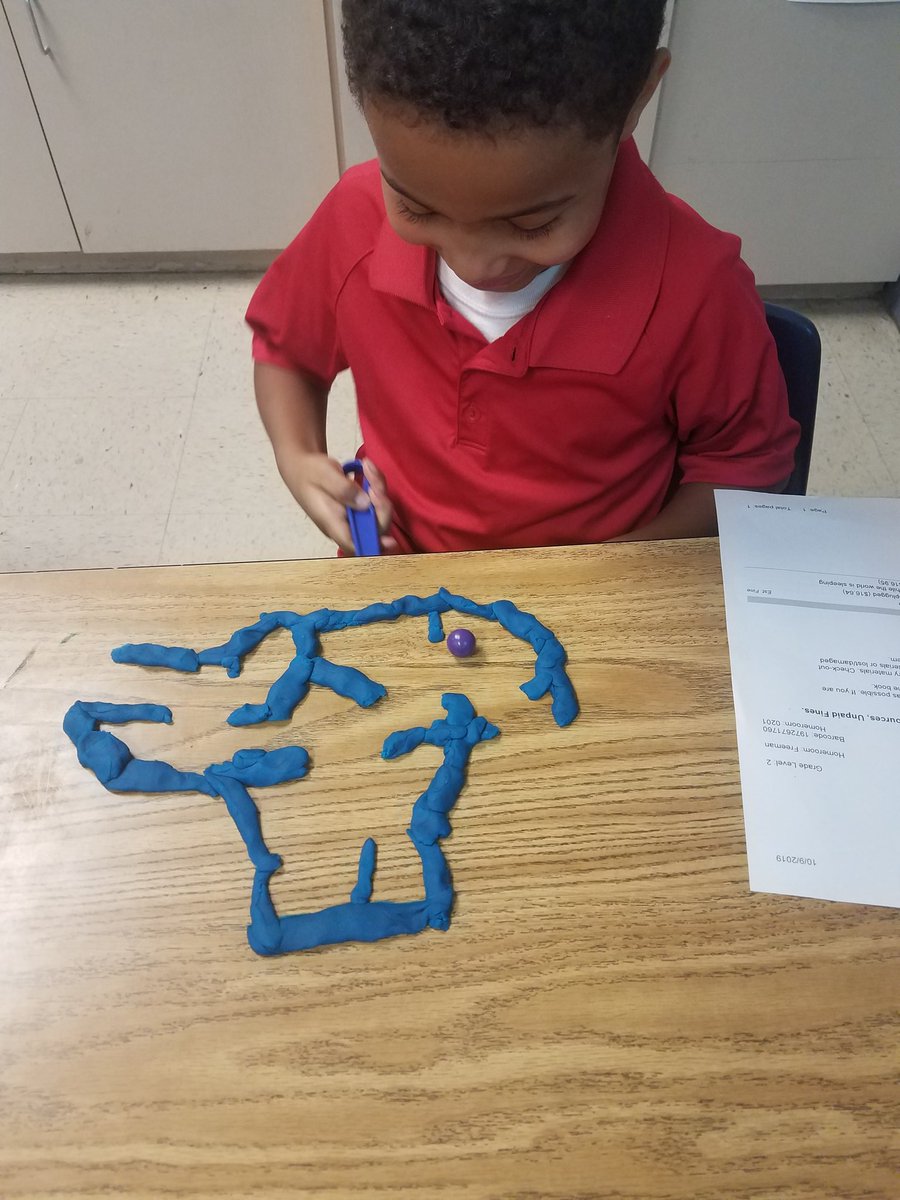 AnnaFree601's tweet photo. These awesome thinkers had to create a maze out of play dough and then use a magnet under the table to move their magnetic marble through the maze!🤔 This took some brain power!💪 https://t.co/QLXOJuMihF