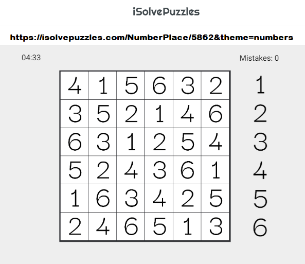 csejairoalberto's tweet photo. @iSolvePuzzles #LatinSquare6x6Solution #SudokuSolution #iSolvePuzzles
@crucigramese @SudokuTricks #GimnasiaMental @genteconvos @zonadegenios #Sudoku #October122019 #FelizSábado #HappySaturday @Genteconvos_
Yes, I can. https://t.co/dw4xE4vLZA
