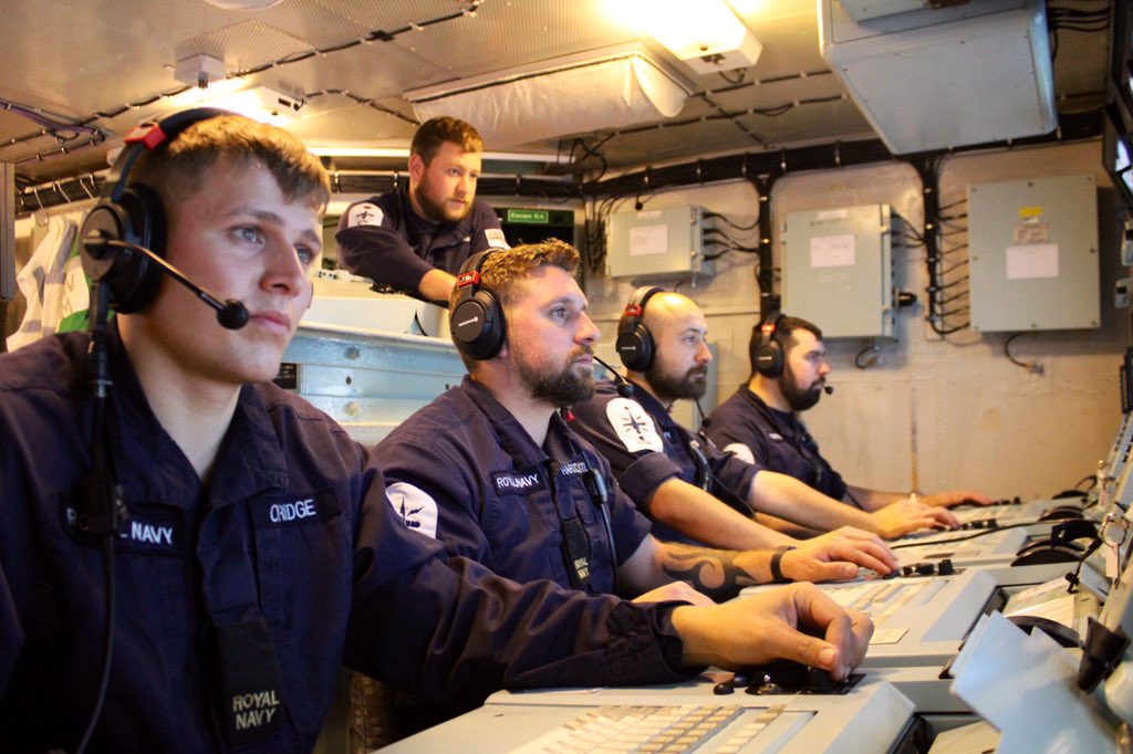 HMSSutherland's tweet photo. During Exercise #JointWarrior our Underwater Warfare Specialists will detect, localise, classify and track underwater threats. Highly skilled operators, using world-class technology they can determine whether submarines are friend or foe and exploit the underwater environment. https://t.co/R1w67OHbec