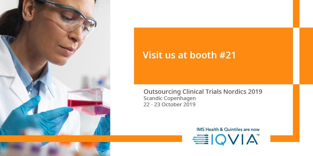 IQVIA_global's tweet photo. Will you be attending Outsourcing Clinical Trials Nordics 2019? Speak with our #IQVIA experts at stand 21 to see how we can support you. Contact us now: https://t.co/1OBcgjXb03 to arrange a meeting with us during the event. #clinicaltrials #pharma #OCTseries https://t.co/yLY9Qb8K8v