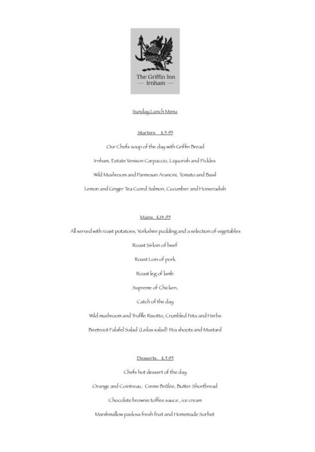 Some of our menus that are on offer, come and visit us and enjoy the surroundings