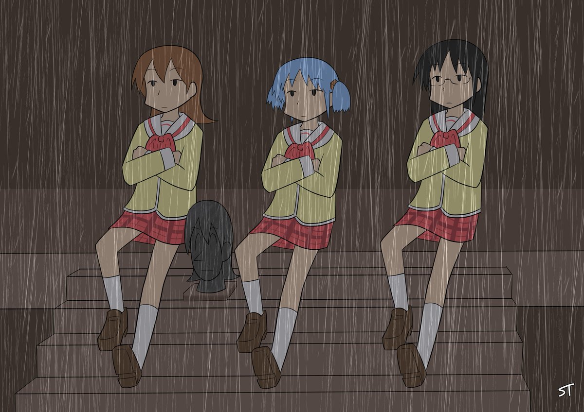 坂上とものり A Twitter アニメ日常版深夜のお絵かき60分一本勝負 雨宿りをする3人です 坂上とものり A Twitter アニメ日常版深夜のお絵かき60分一本勝負 雨宿りをする3人です