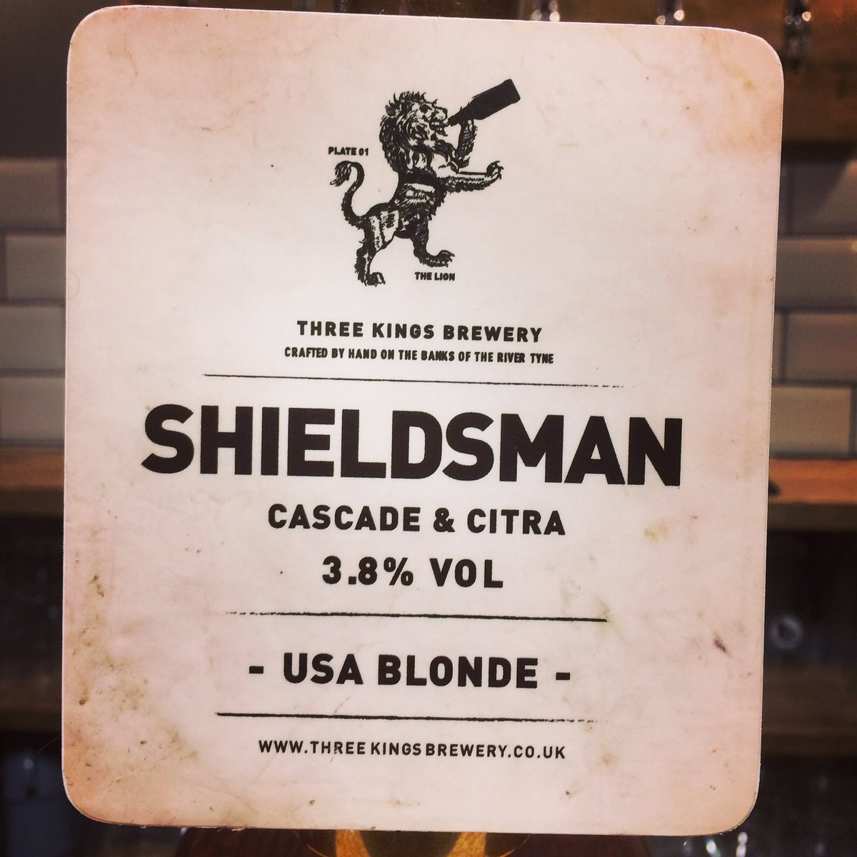 New on today <a href="/threekingsbeer/">Three Kings Brewery</a> Shieldsman. US Blonde with cascade and citra. A local favourite!