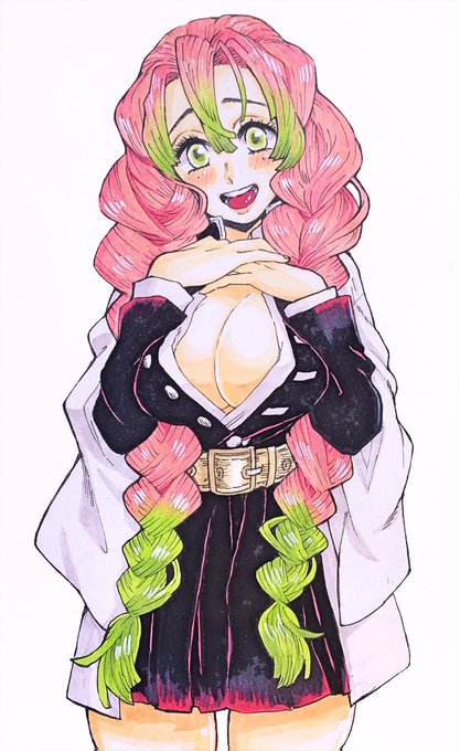 物荷［ 'н' ］📦🍎さんがTwitterに投稿した甘露寺蜜璃(鬼滅の刃)のイラスト。