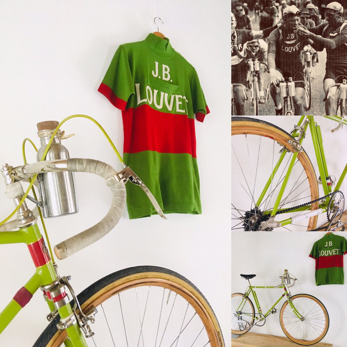 TomIliano's tweet photo. Granddad’s 1920’s Racebike ! #MauriceGeldhof #PupeVisch #TourdeFrance1927 #JBLouvetTeam #iconicbike #bikebackhome https://t.co/8fOgT3BN0U