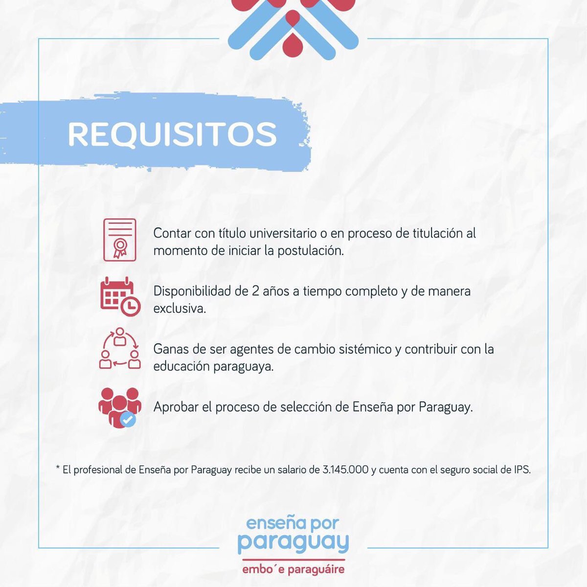 Hablamos con Mariana de <a href="/EnsenaxParaguay/">Enseña por Paraguay</a> y nos comentó sobre la convocatoria abierta para transformar la realidad educativa en Paraguay. Y ¿vos, te sumas? Más info : 👇🏻
