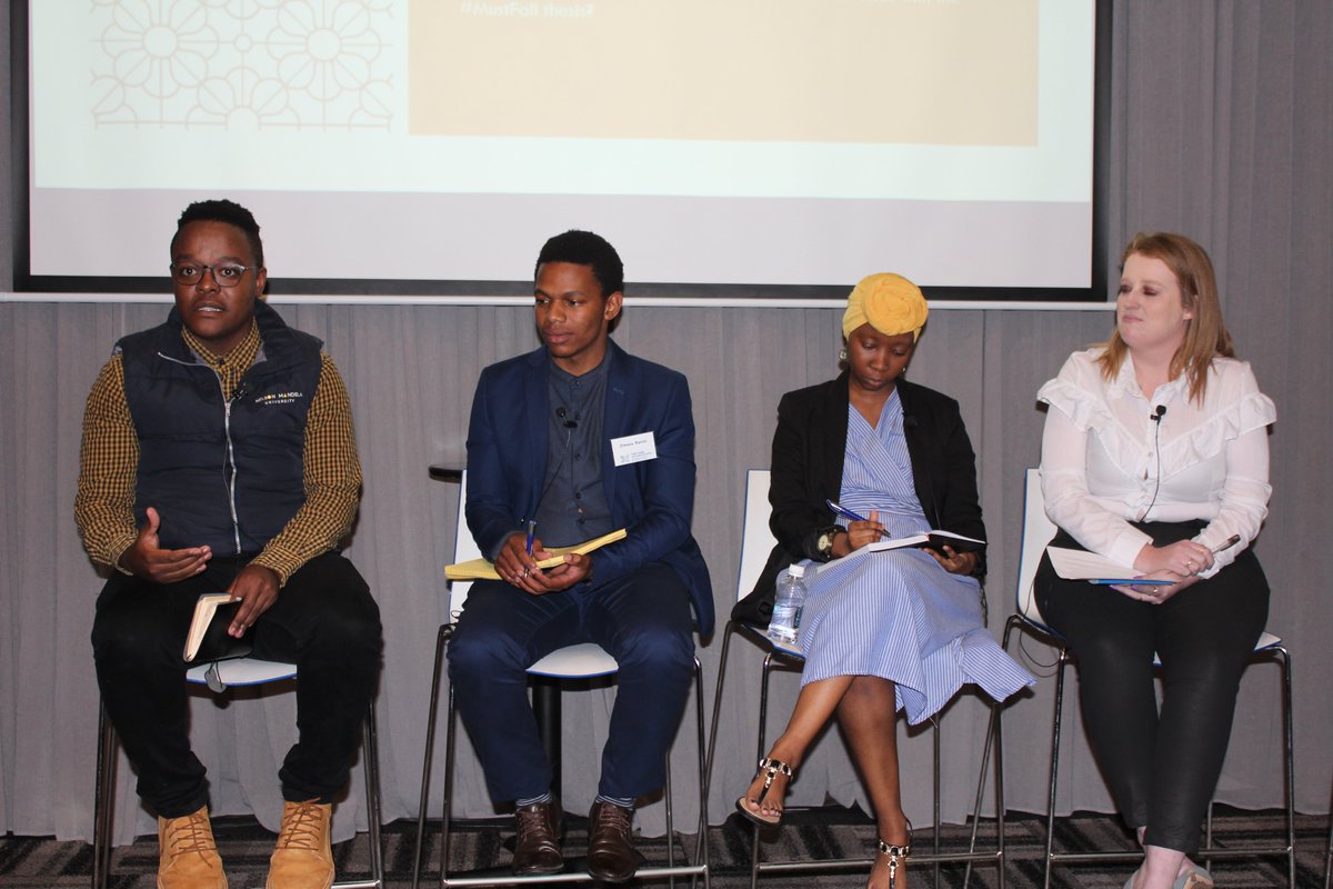 FES_SouthAfrica's tweet photo. 2019 FHAS Annual Network event plenary session: What has the impact been on the #fallists in parliament? by Lemogang Modisakeng - 2017 cohort, Zimasa Ranisi - 2018 cohort, Sam Beynon- 2015 cohort, Pedro Mzileni - 2017 cohort, facilitated by Gugu Ndlazi - 2015 cohort. https://t.co/WBcdecFY2X
