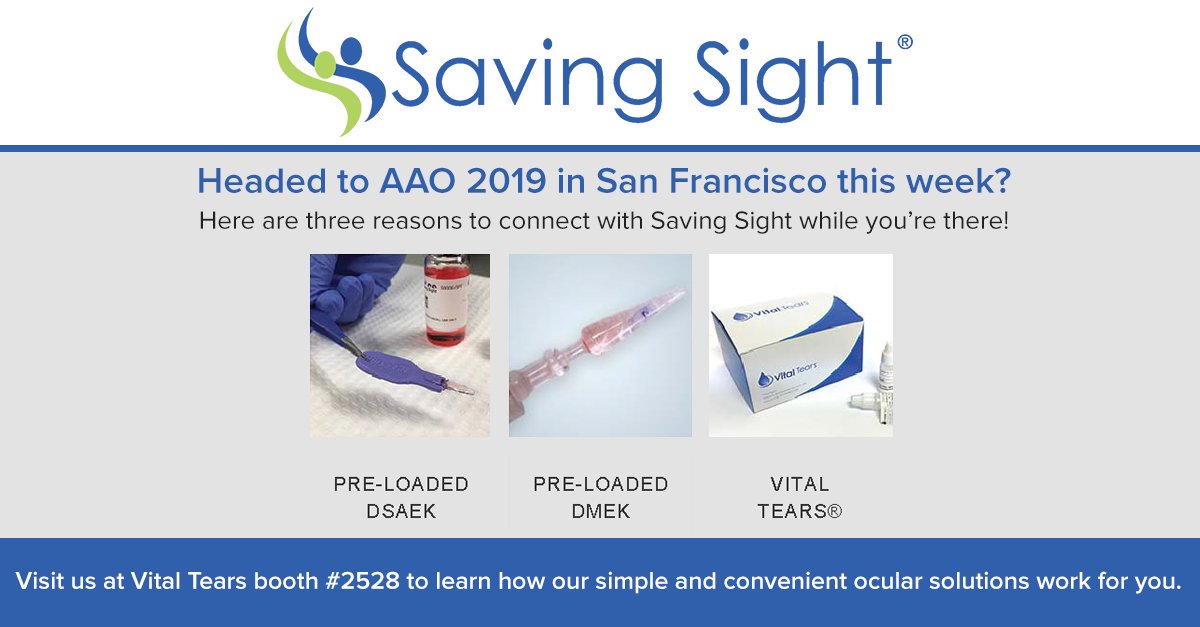 WeSaveSight's tweet photo. Headed to #AAO2019 in San Francisco this week? Here are three reasons to connect with Saving Sight while you’re there! #WeSaveSight #VitalTears #SanFrancisco https://t.co/bODlbbHm8u