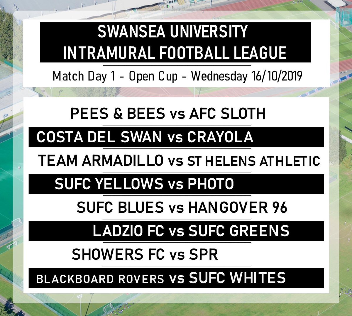 First round of the Open Cup friendlies - Wednesday 16/10/19