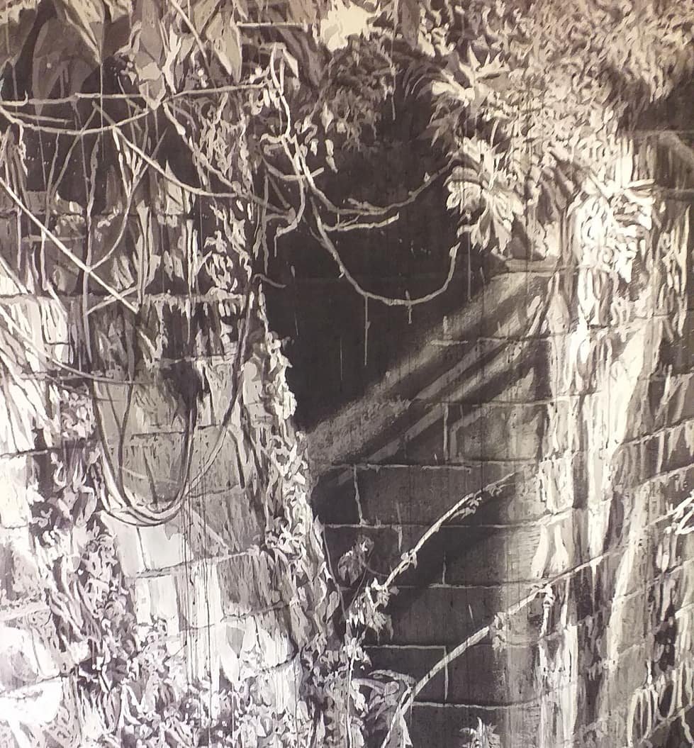 juliettelosq's tweet photo. Today installed Covert (2016) in a new and different way for a forthcoming group show at #thecellofactory opening next Thursday 17 October curated by fellow @WimbledonUAL alumna Alex Hinks #contemporarylandscape #contemporaryart #contemporarywatercolor #contemporaryartcurator https://t.co/Ljcwt3CPx3