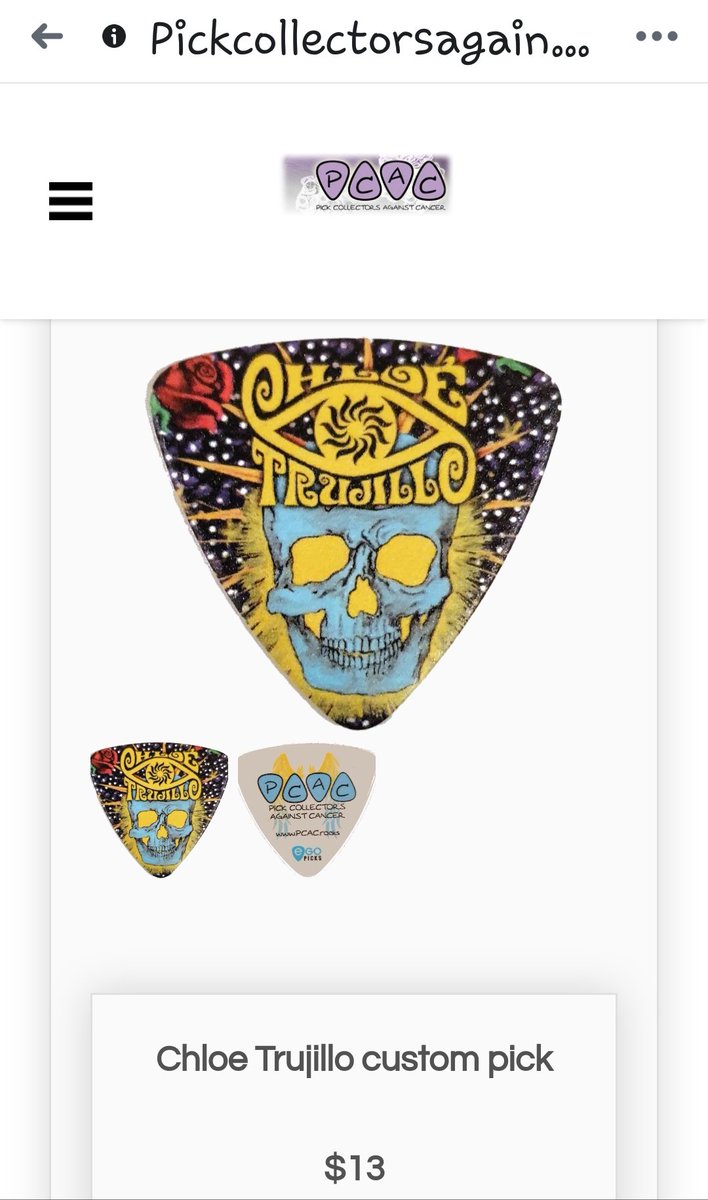 kirkhametallica's tweet image. クロエさんデザインのピックが欲しいと参加したピックコレクター。やっと買える。数量限定だから1人一つしか買えないけど。あのロゴが好き😍#chloetrujillo #PCAC  
送料込みで全世界に配送してくれる。最近集めるのはピックだけと心に決めた。場所を取らないから。