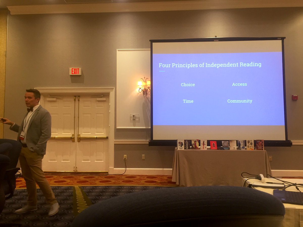 ANCMeredith's tweet photo. Thank you @jthompedu for sprinkling book talks throughout your session, Revitalizing Reading: Student Choice, Inclusive Texts, and Authentic Assessments. My GoodReads to-read list is growing! https://t.co/DRFjNsOE0x @VATEnglish #VATE19 @sched @AcevedoWrites https://t.co/JfQipn2R5C
