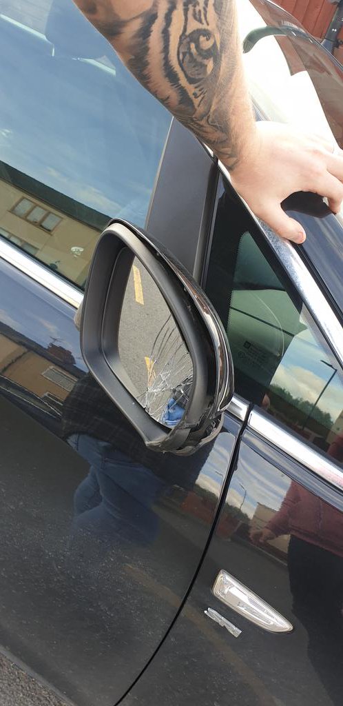 J90TNR's tweet photo. Saturday could have been better 🙄 hes only had it 2 weeks &amp; a bus does this whilst it was parked up .. luckily we wasn't there and the driver was so apologetic .. let's hope they fix it🙄 #shitsaturday https://t.co/2kgPLT7D1L