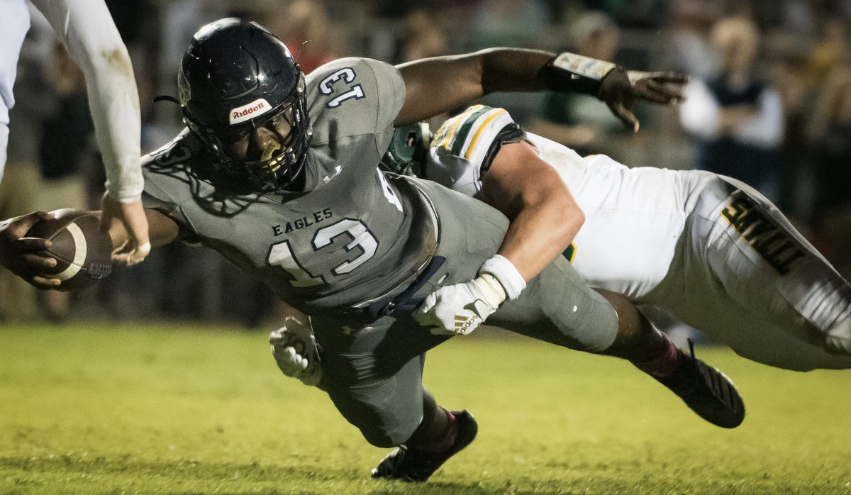 AllisonLeeIsley's tweet photo. Link to full photo gallery from #HighSchoolFootball game between @WF_Football & @EFHS_Football >>> (https://t.co/AhQuNnS5m7)
#FridayNightLights #FridayNightFootball #Football #FootballGame #WestForsyth #EastForsyth #EastvsWest #Titans #Eagles #BleedGreen #EaglePride #JournalNow https://t.co/3vpo9xQSF9